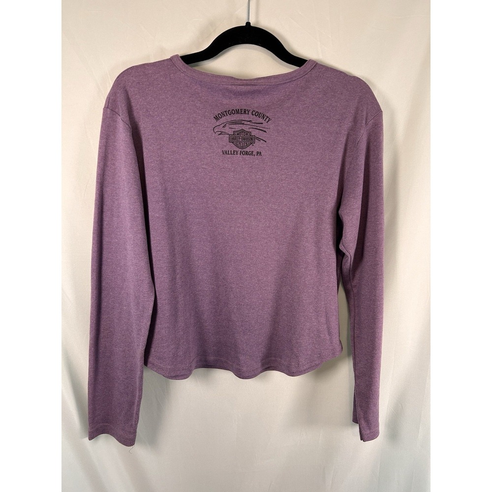 Harley Davidson Large Long Sleeve Shirt V Neck Purple Valley Forge Pennsylvania - Picture 5 of 6